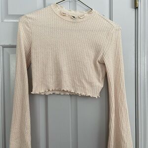 Cream Textured Crop Top